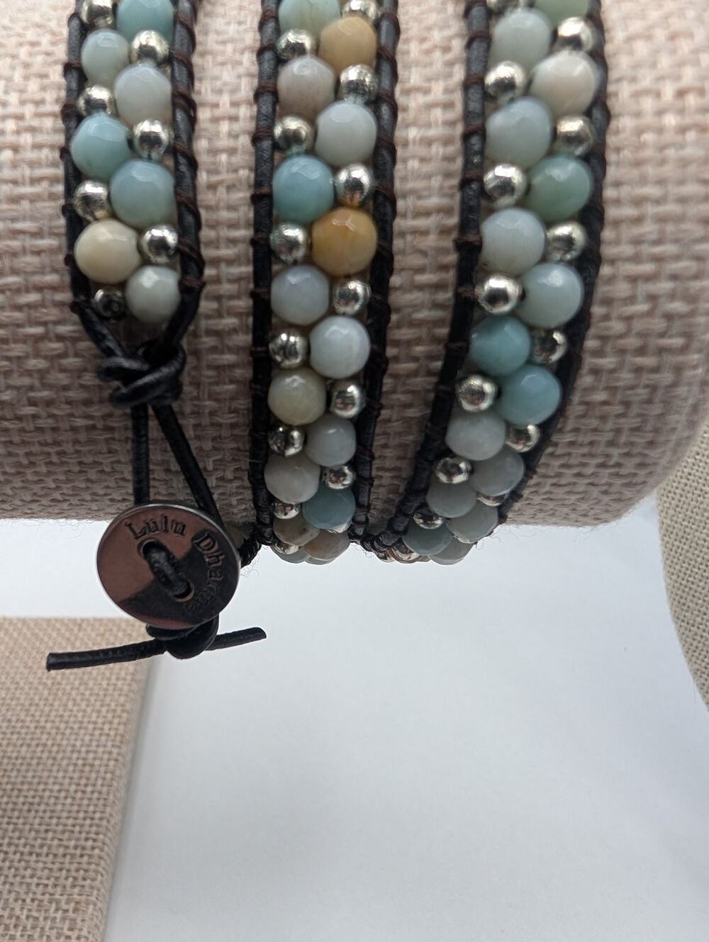 Lula Dharma Beaded Wrap Bracelet Multi-Color Amazonite & Leather Fashion Jewelry